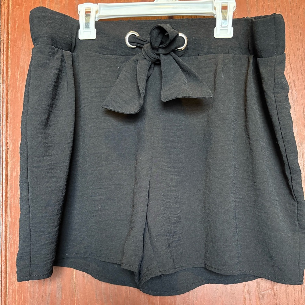Retrology Black Shorts with Tie Belt